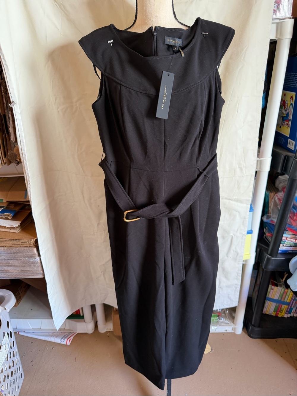 NWT Donna Karan Sleeveless Black Belted Jumpsuit